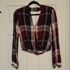 Express Plaid Open Back Top